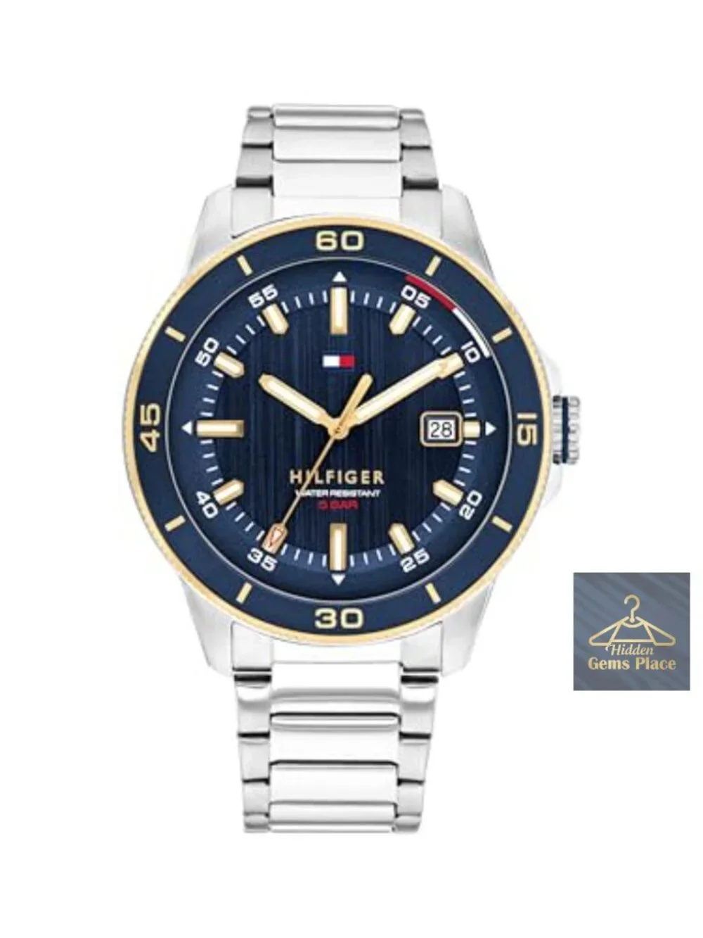 Men's 43mm Quartz Watch Stainless Steel Case Date Window Water Resistant